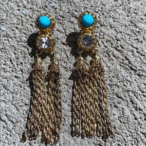 Gold Metal Lilly Pulitzer Earrings w Teal Enamel